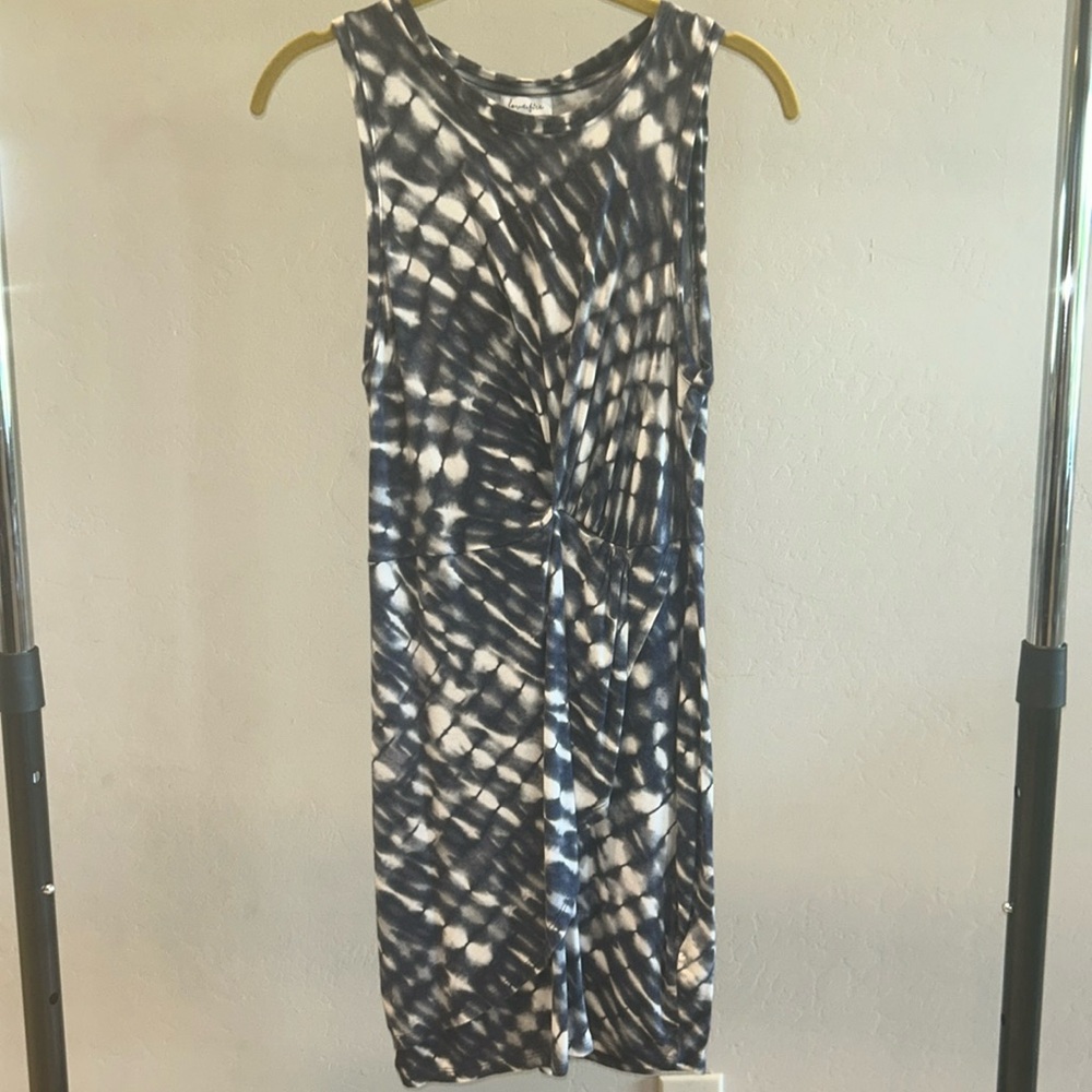 Love fire. Small sleeveless mini dress. Blue and white tie dye. Great condition